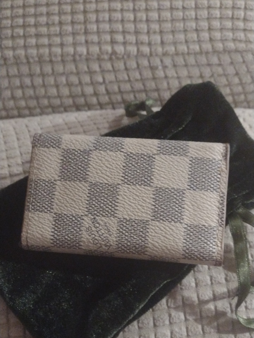 Checkered Monogram Key Case / wallet/ Gold Accents $40